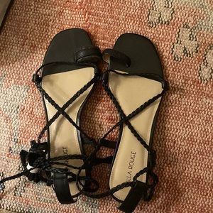 Villa Rouge black leather lace up sandals
